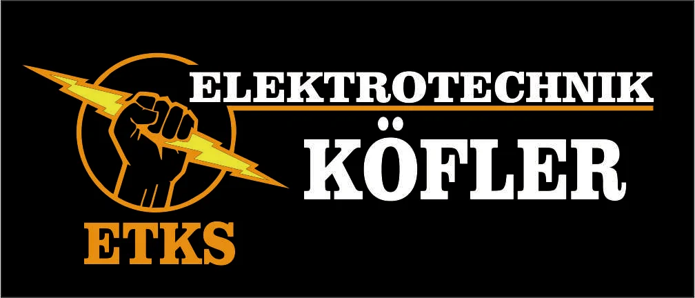 Logo-Banner: Faust mit Blitz, ETKS, Elektrotechnik Köfler